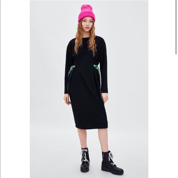 ZARA Logo Straps Shift Midi Dress Contemporary - Picture 1 of 5